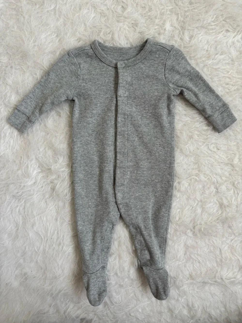 Primary Baby Gender Neutral Gray Heather Footed Snap Pajamas